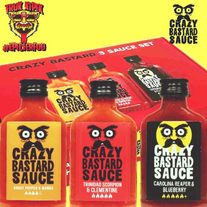 3 sauces piquantes classiques Crazy Bastard 